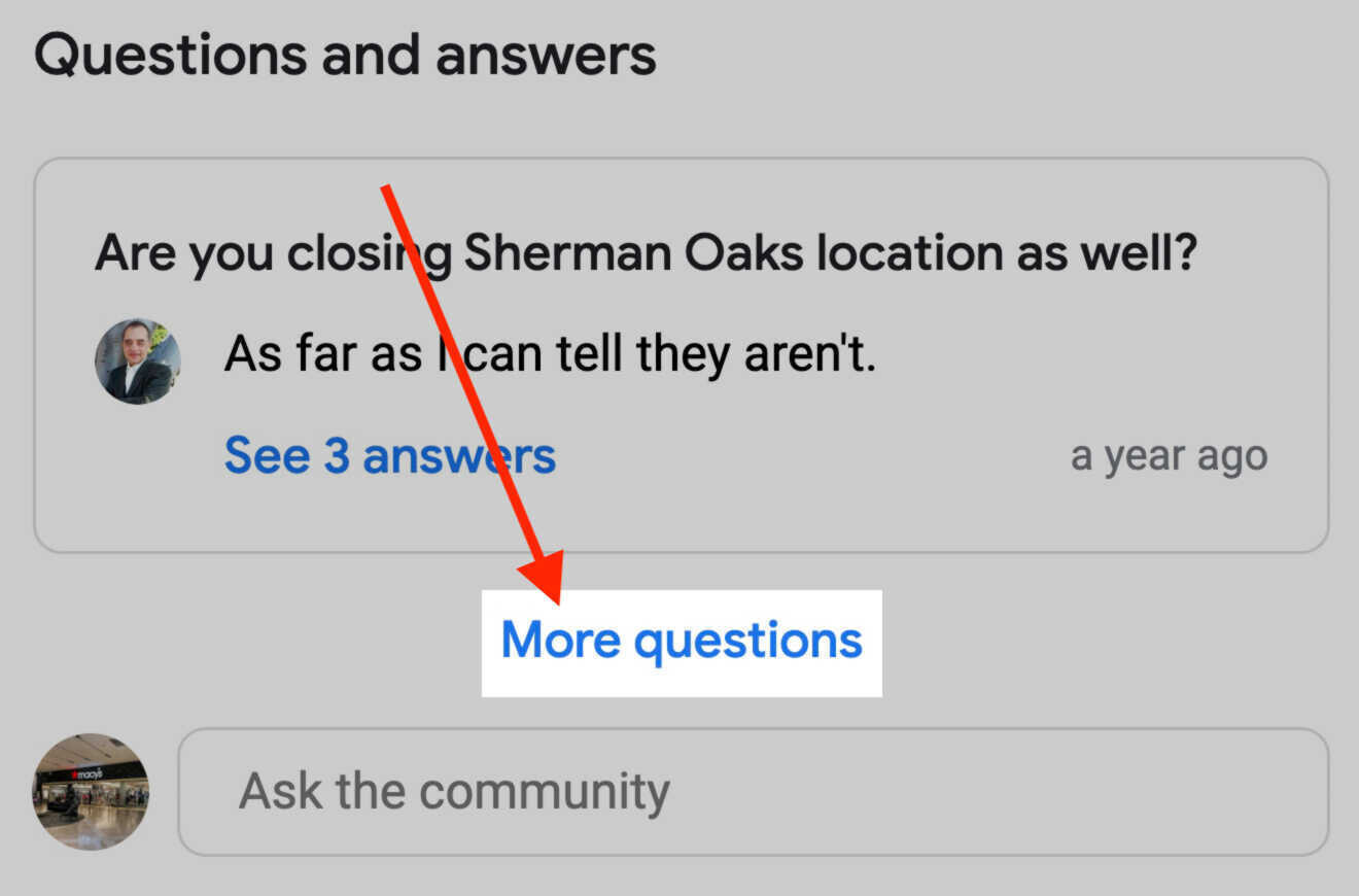 More questions button