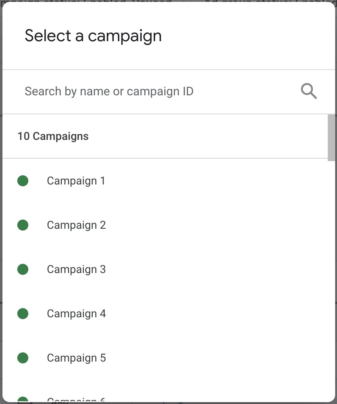 select a campaign