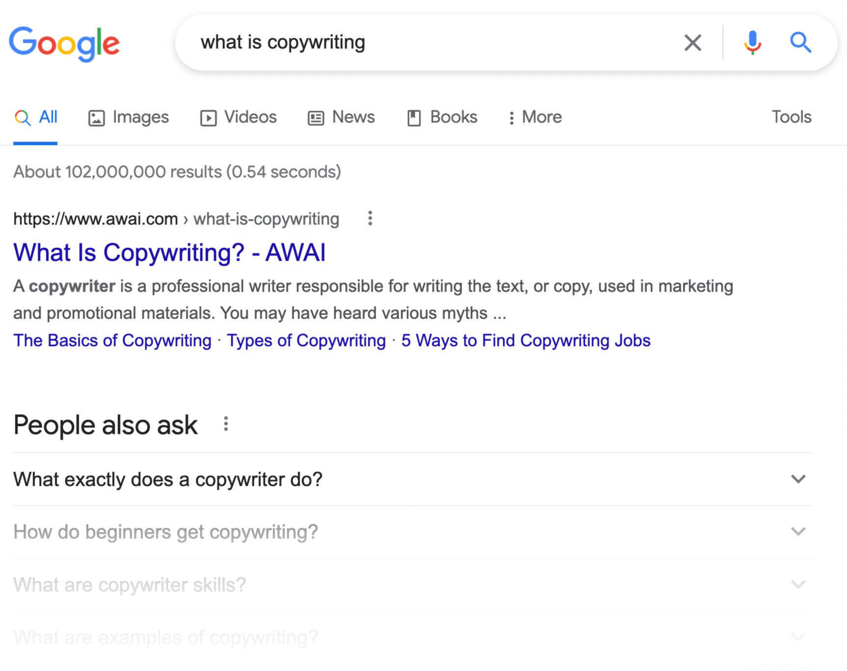 search results for "what is copywriting"