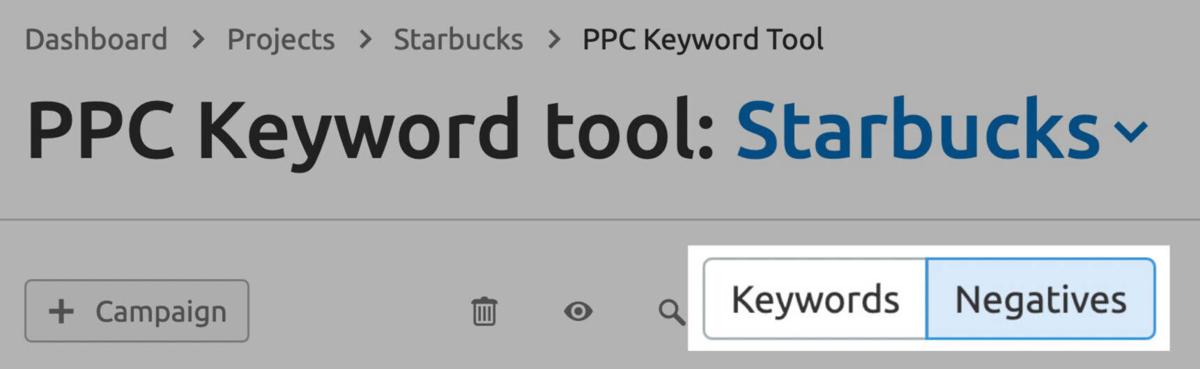 PPC Keyword Tool negatives