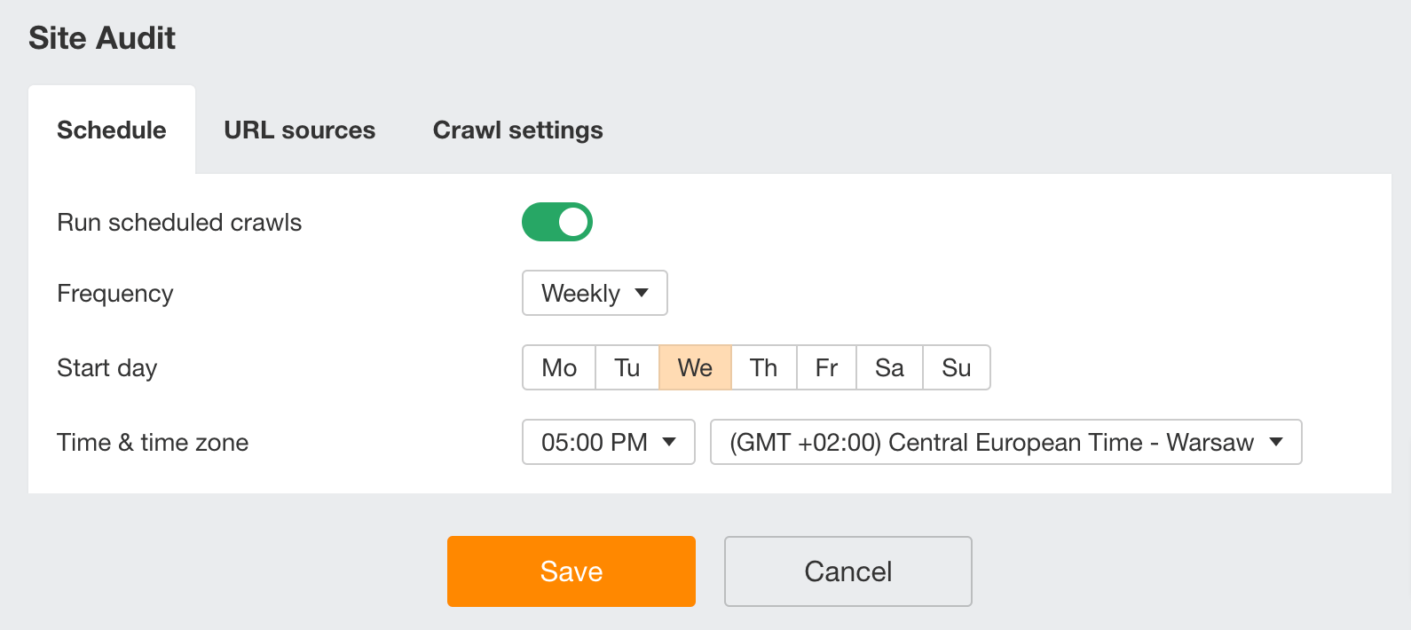 Setting up crawl schedule in Site Audit