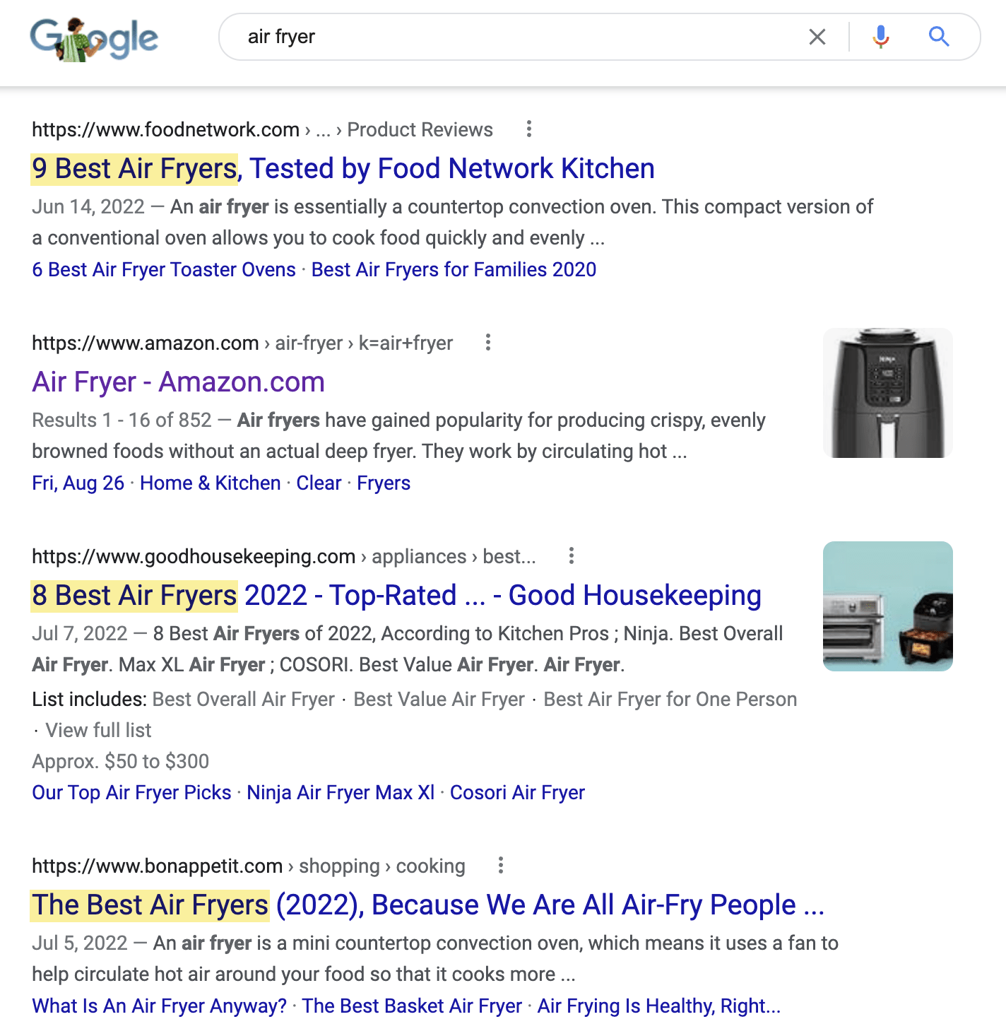 People searching for "air fryer" are in research mode, not buying mode