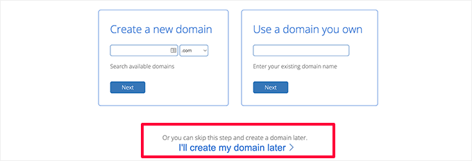 Skip domain registration