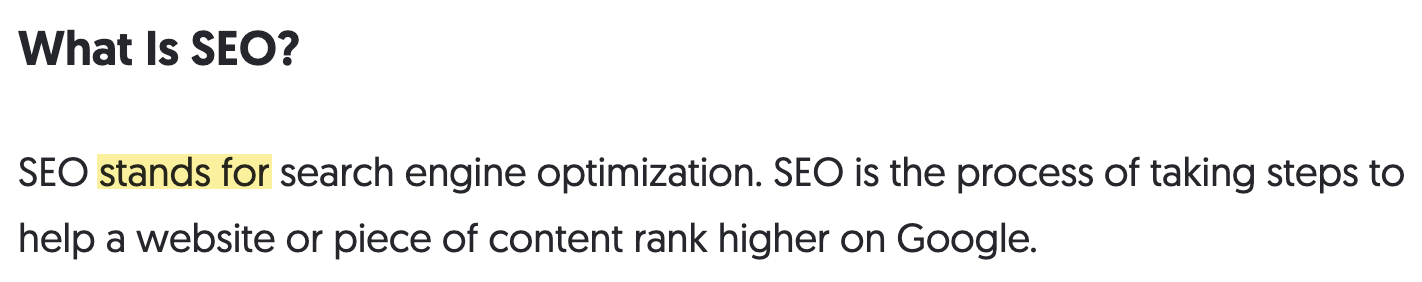 One of the top-ranking pages' definition of SEO
