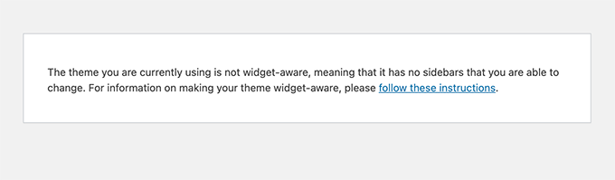 Your theme is not widget-aware