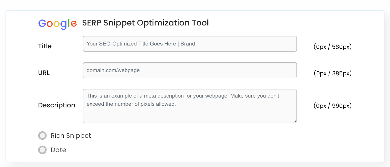 Google's SERP snippet optimization tool