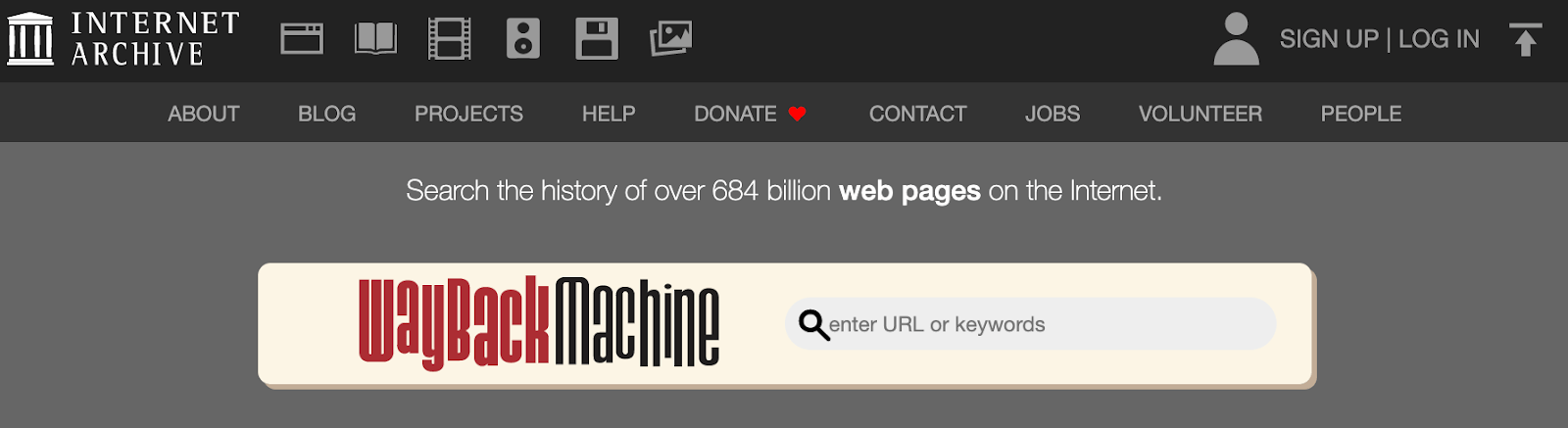Except of Wayback Machine's page