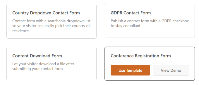 Choose conference registration form template