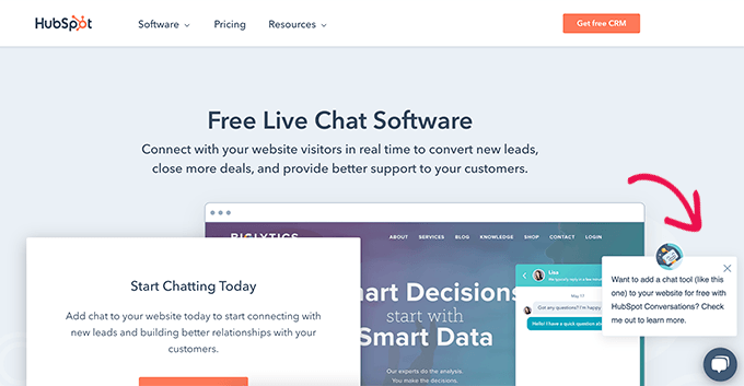 Add live chat to your landing page