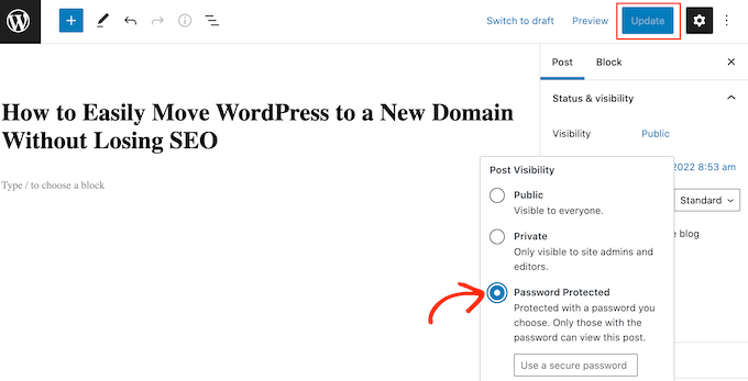 Password protecting a WordPress post