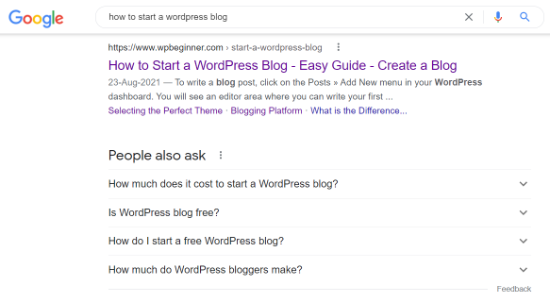 Blog post title in SERPs
