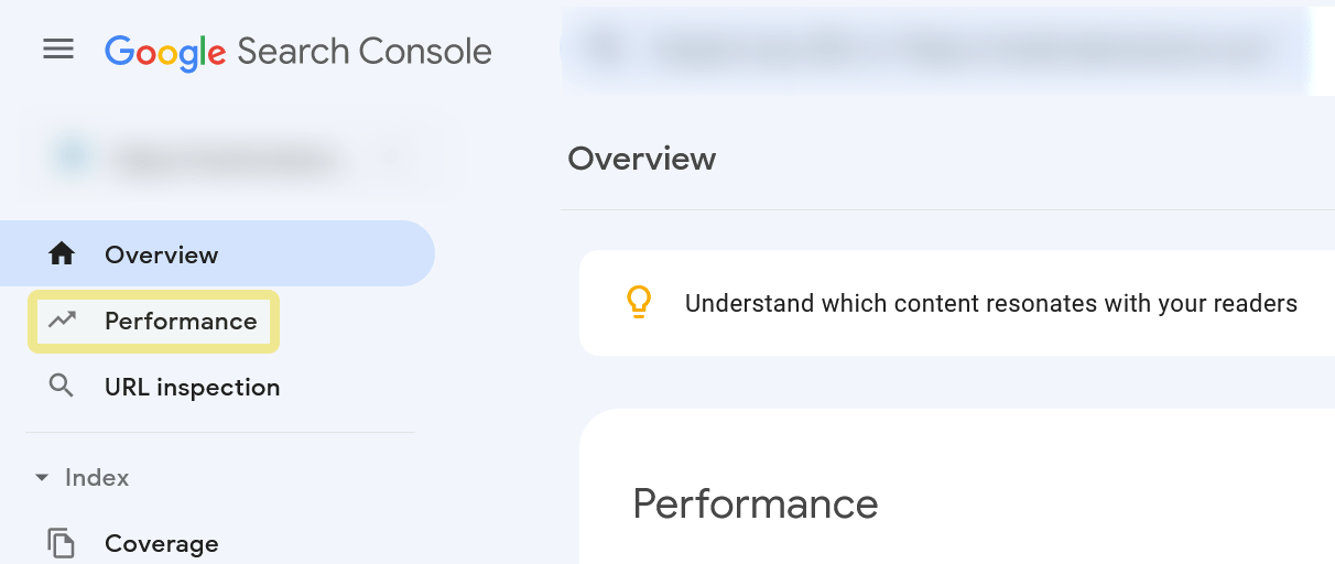 "Performance" tab to access Performance report