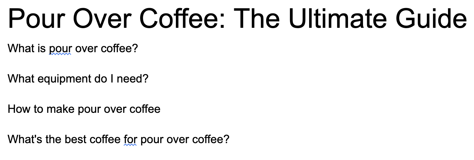 Revised outline for "pour-over coffee" article