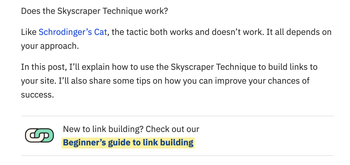 Excerpt of blog post showing link to guide