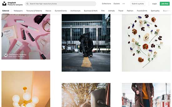 Unsplash is a popular free image resource for bloggers