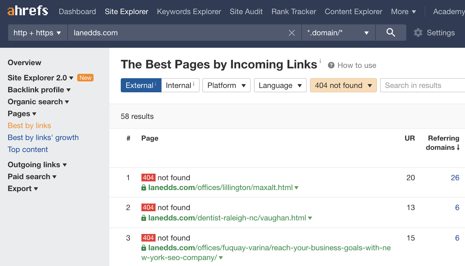 404s with links in the Best by links report that you can redirect