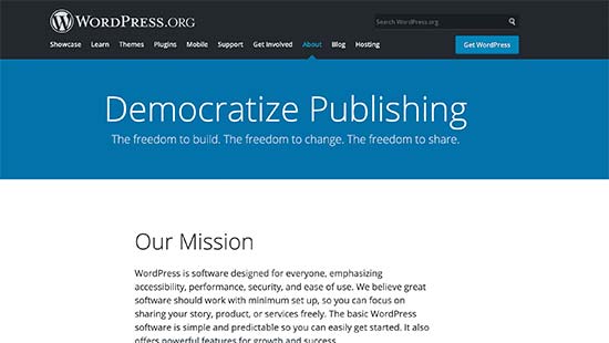 WordPress mission is to democratize publishing