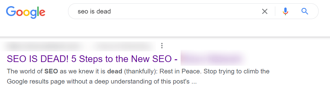 Google search results for "seo is dead"