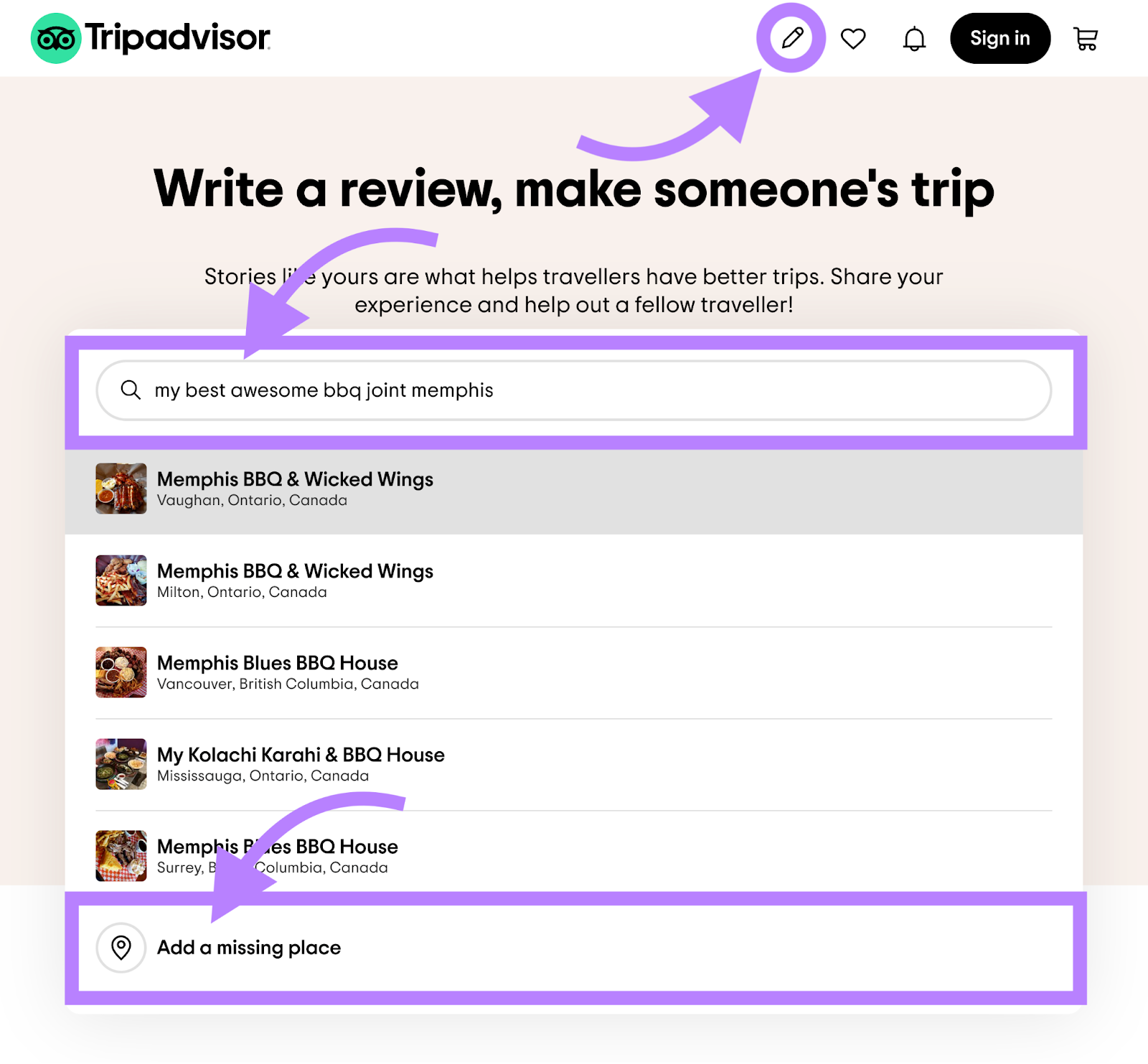 steps showing how to add your restaurant to Tripadvisor