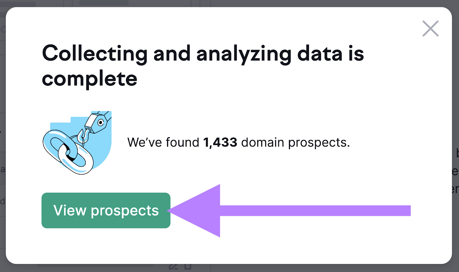 “Collecting and analyzing data is complete” pop-up